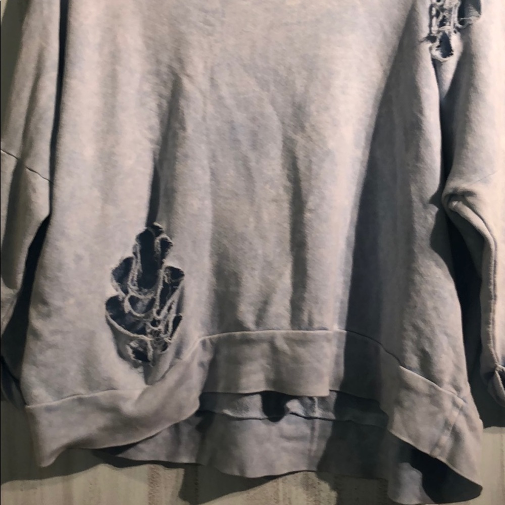 Light Blue Ripped Sweatshirt